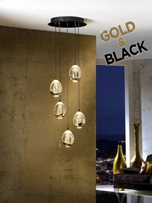 Lustra LED suspendata design modern Rocio negru/auriu