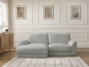 Colțar gri deschis cu tapițerie din țesătură bouclé (cu colț pe partea stângă/cu șezlong) Leonore – Bobochic Paris