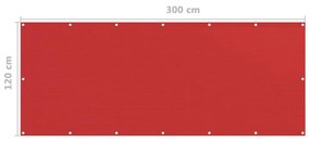 Paravan pentru balcon, rosu, 120 x 300 cm, HDPE Rosu, 120 x 300 cm