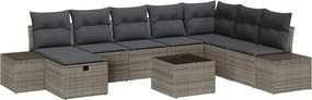 vidaXL Set de canapele pentru grădină cu pernă 9 pcs Gri Rattan poli