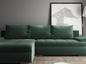 Colțar extensibil dumonde cu ladă de depozitare si sezut confortabil din spuma high-density, Leonardo Ambience Verde 260x185 cm