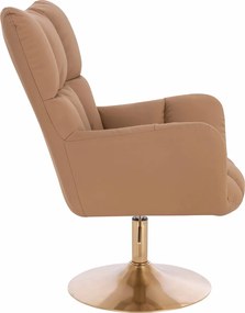 HR650N Scaun Caramel Piele Ecologica Premium Soft cu Bază Aurie