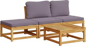 vidaXL Set mobilier de grădină cu perne, 4 piese, lemn masiv de acacia