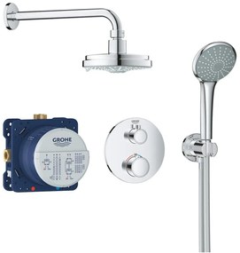 Sistem dus incastrat cu termostat Grohe Grohtherm Cosmopolitan 160, baterie rotunda