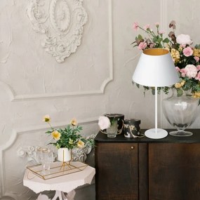 Lampă de masă ARDEN 1xE27/60W/230V d. 30 cm albă/aurie