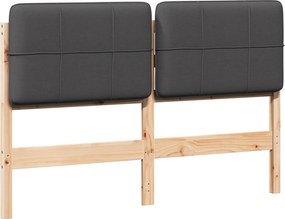 vidaXL Tăblie tapițată Maro și gri închis 120 cm Lemn de pin masiv