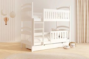 Pat supraetajat din lemn Amely 90x200 - culoare alb