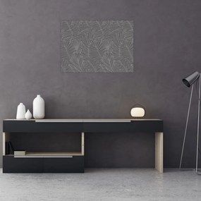 Tablou pe sticlă - Frunze de palmier gri (70x50 cm)