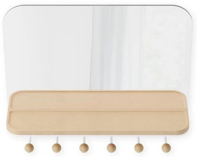 Cuier de perete alb/în culoare naturală cu raft din lemn masiv de fag Estique – Umbra