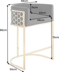 Scaun de bar ELEGANCE catifea neagra, otel inoxidabil auriu