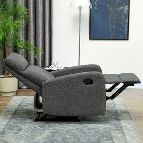 HOMCOM Fotoliu de relaxare, fotoliu de odihnă reglabil cu suport pentru picioare ajustabil, fotoliu de living modern cu material textil, Gri | Aosom Romania