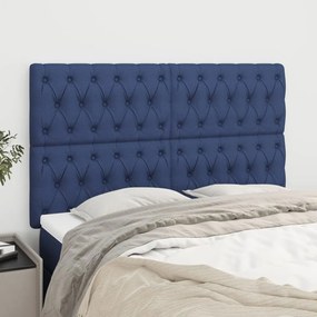 Tablii de pat, 4 buc, albastru, 72x7x78 88 cm, textil 4, Albastru, 144 x 7 x 118 128 cm