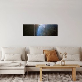 Tablou - Pământul privit din spațiu (cu ceas) (90x30 cm)