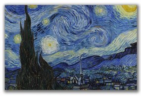 Pictura decorativa Wallxpert 978VNC1174, Noapte instelata de Vincent Van Gogh, 45x70 cm, Albastru