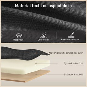 HOMCOM Canapea Extensibilă cu 3 Locuri și Șezlong Convertibil, Canapea de Colț Pliabilă cu Compartiment de Depozitare și 3 Perne Detașabile, Material Textil cu Efect de In, Living, 192x148x86cm, Gri Închis | Aosom Romania
