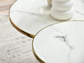 Set de 2 măsuțe de cafea Zoya Zest S (marmură albă + auriu). 1111891