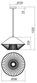 Redo 01-3005 - Lustră suspendată pe cablu GRILL 1xE27/42W/230V Ø 39,6 cm negru/maro