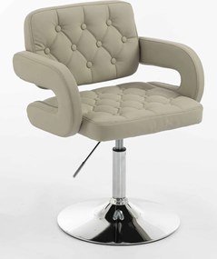 HR8403N Scaun Ecru Piele Ecologica Premium Soft cu Bază Cromata