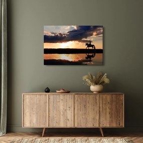 Tablou - Rider pe un cal la apus de soare (90x60 cm)