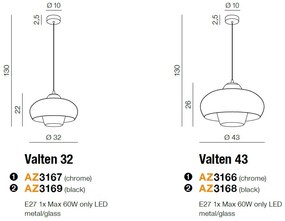 Lustra / Pendul design modern 43cm Valten crom ZZ AZ3166