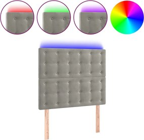 vidaXL Tăblie de pat cu LED, gri deschis, 90x5x118/128 cm, catifea