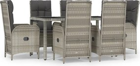 vidaXL Set mobilier de grădină cu perne, 7 piese, gri, poliratan