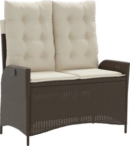 vidaXL Bancă de grădină rabatabilă cu perne, maro, poliratan