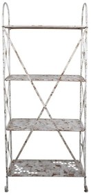 Etajera de gradina cu rafturi, alb, din metal, aspect vintage, Abeille