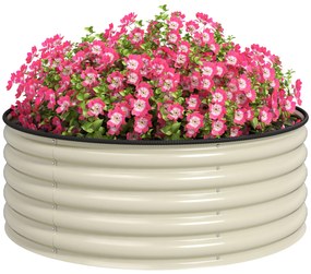 Outsunny ghiveci galvanizat pentru flori și plante, cu margine de siguranță și bază deschisă, 120x120x43 cm, alb crem | Aosom Romania