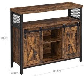 Dulap De Bucatarie Cu Usi Glisante, Maro Si Negru, 100 Cm