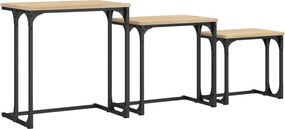 vidaXL Mese suprapuse de cafea, 3 buc, stejar sonoma, lemn prelucrat