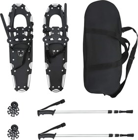 vidaXL Rachete de zăpadă 3 în 1 cu bastoane de drumeție 78,5 x 22 cm