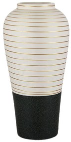 Vaza decorativa bej  negru din ceramica,16x33 cm