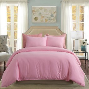 Lenjerie de pat matrimonial Premium Ranforce uni roz / 200x220 cm dimensiune standard