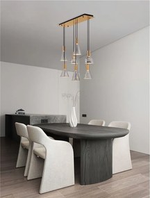 Lustra moderna cu 7 pendule LED, Metal, Sticla, Fumuriu, Voi