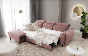 Colțar roz extensibil/cu spațiu de depozitare cu tapițerie din catifea (cu colț pe partea stângă/cu șezlong) Foble – ELTAP