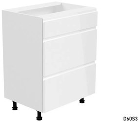 Expedo Corp inferior bucătărie cu sertare late YARD D60S3, 60x82x47, alb/gri luciu