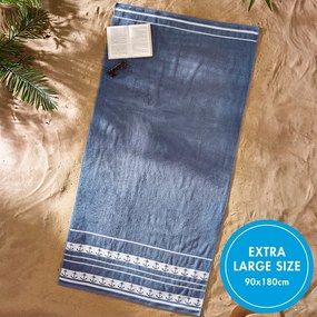 Prosop de plajă albastru din bumbac 90x180 cm Anchors – Catherine Lansfield