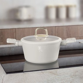 Oală cu capac 20 cm, 2.5L – Berlinger Haus Sahara Collection BH 8070, crem, cu strat antiaderent cu titan, pentru gătit zilnic