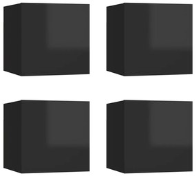 Dulapuri TV suspendate 4 buc. negru extralucios 30,5x30x30 cm 4, negru foarte lucios