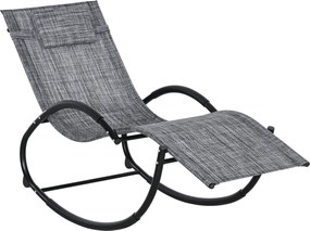 Outsunny Șezlong de Grădină, Balansoar cu Gravitație Zero, Șezlong Impermeabil cu Tetieră, 155x61x88 cm, Gri | Aosom Romania