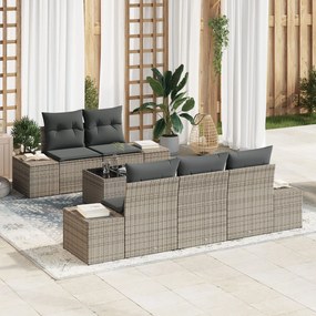 vidaXL Set de canapele pentru grădină 6 pcs Gri Rattan poli