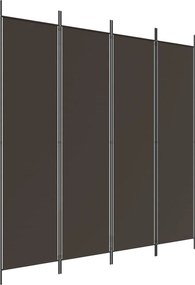 vidaXL Paravan de cameră cu 4 panouri, maro, 200x200 cm, textil