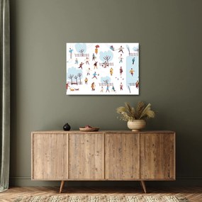 Tablou pe sticlă - O iarnă fericită (70x50 cm)
