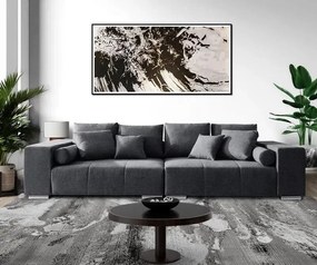 Canapea extensibilă dumonde cu ladă de depozitare si sezut confortabil din spuma high-density, Marbela Enjoy Graphite XXL 295x100 cm cu taburet inclus
