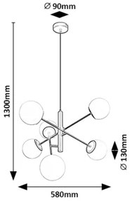 Lustră pe cablu Rabalux 72194 MEDUZA 6xE14/20W/230V