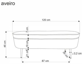 Bancă cu spațiu de depozitare AVEIRO 46x120 cm alb