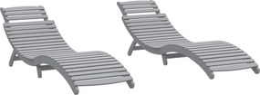 vidaXL Șezlonguri, 2 buc, gri, 184x55x64 cm, lemn masiv de acacia