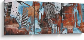 Tablou - Zgârie-nori (cu ceas) (90x30 cm)