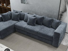 Colțar extensibil dumonde cu ladă de depozitare si sezut confortabil din spuma high-density, Gloria Euphoria Grafit 320x183 cm